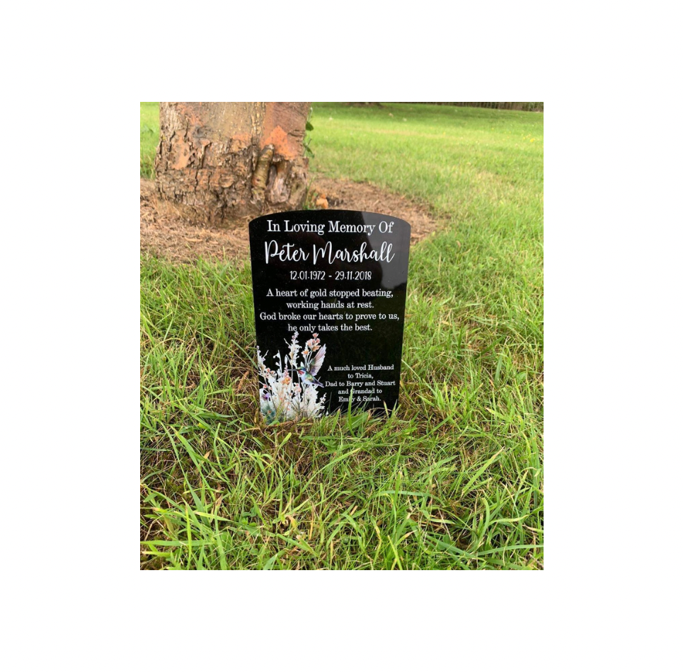 Kingfisher floral temporary headstone