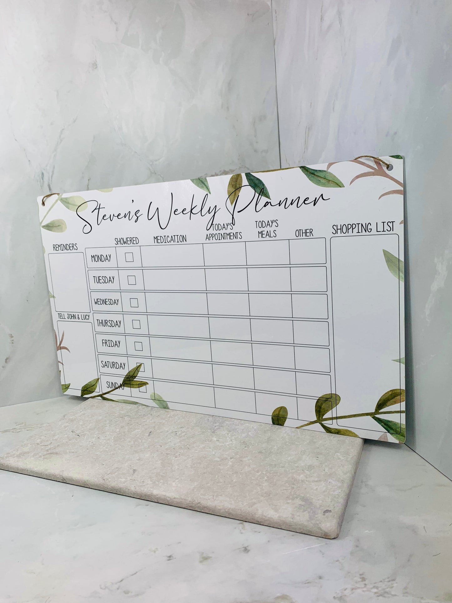Keep your health and wellbeing organised weekly planner