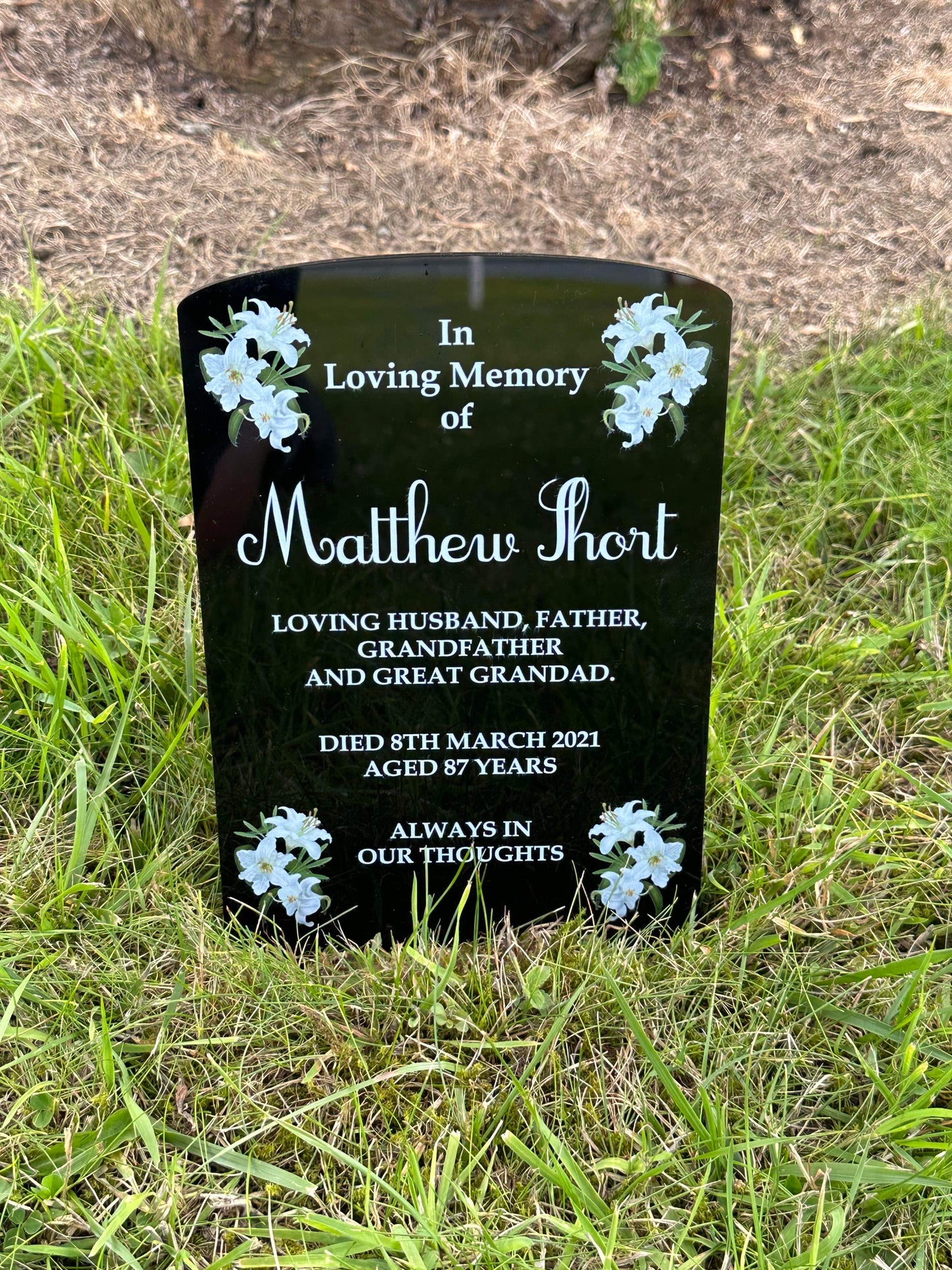 Lily corners temporary headstone
