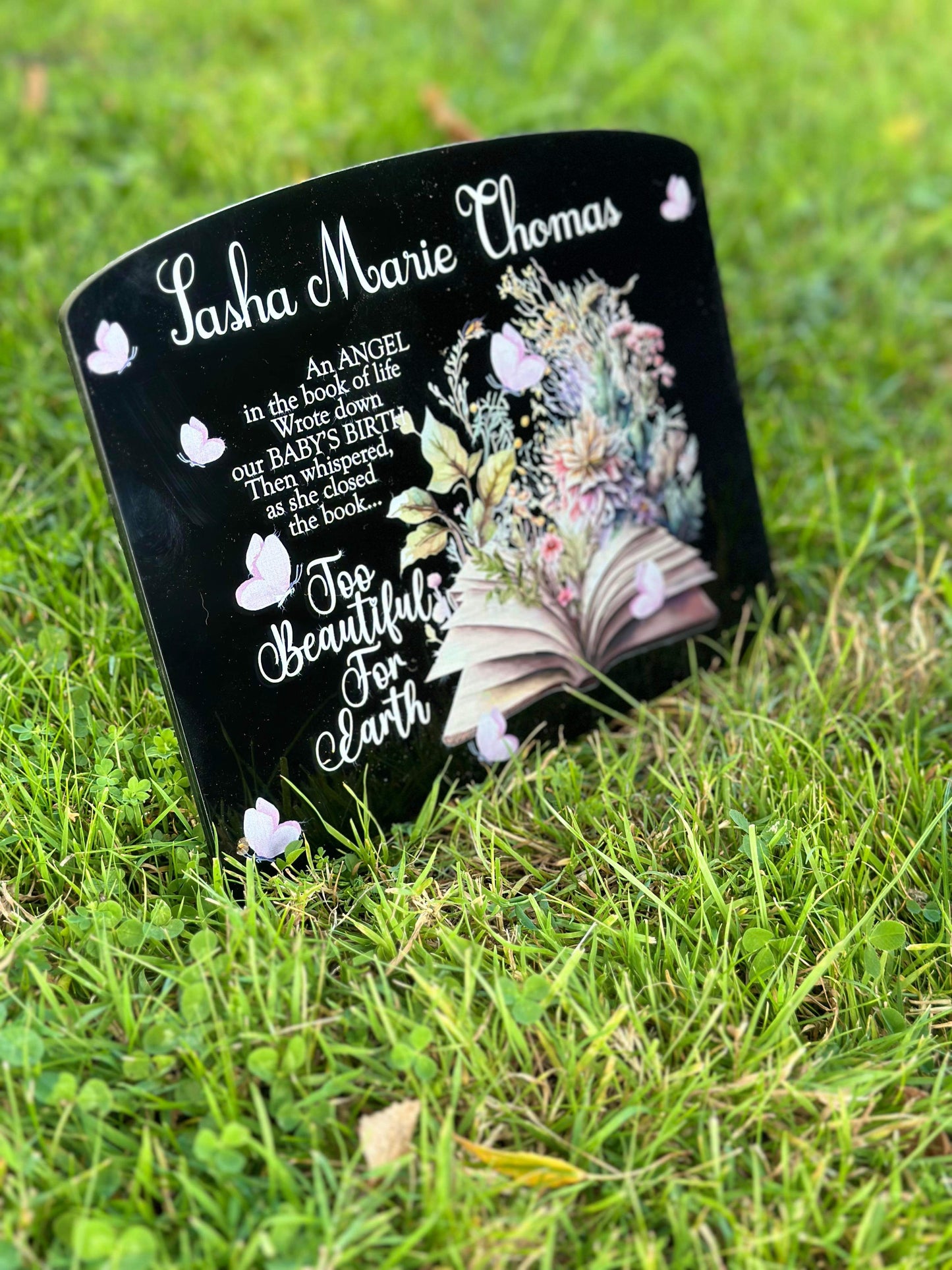 Floral book of life temporary headstone