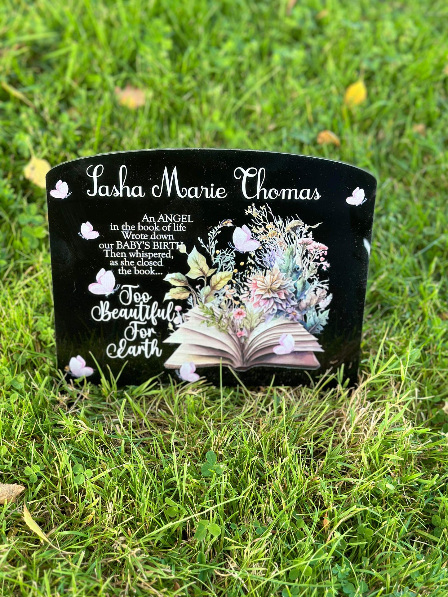 Floral book of life temporary headstone
