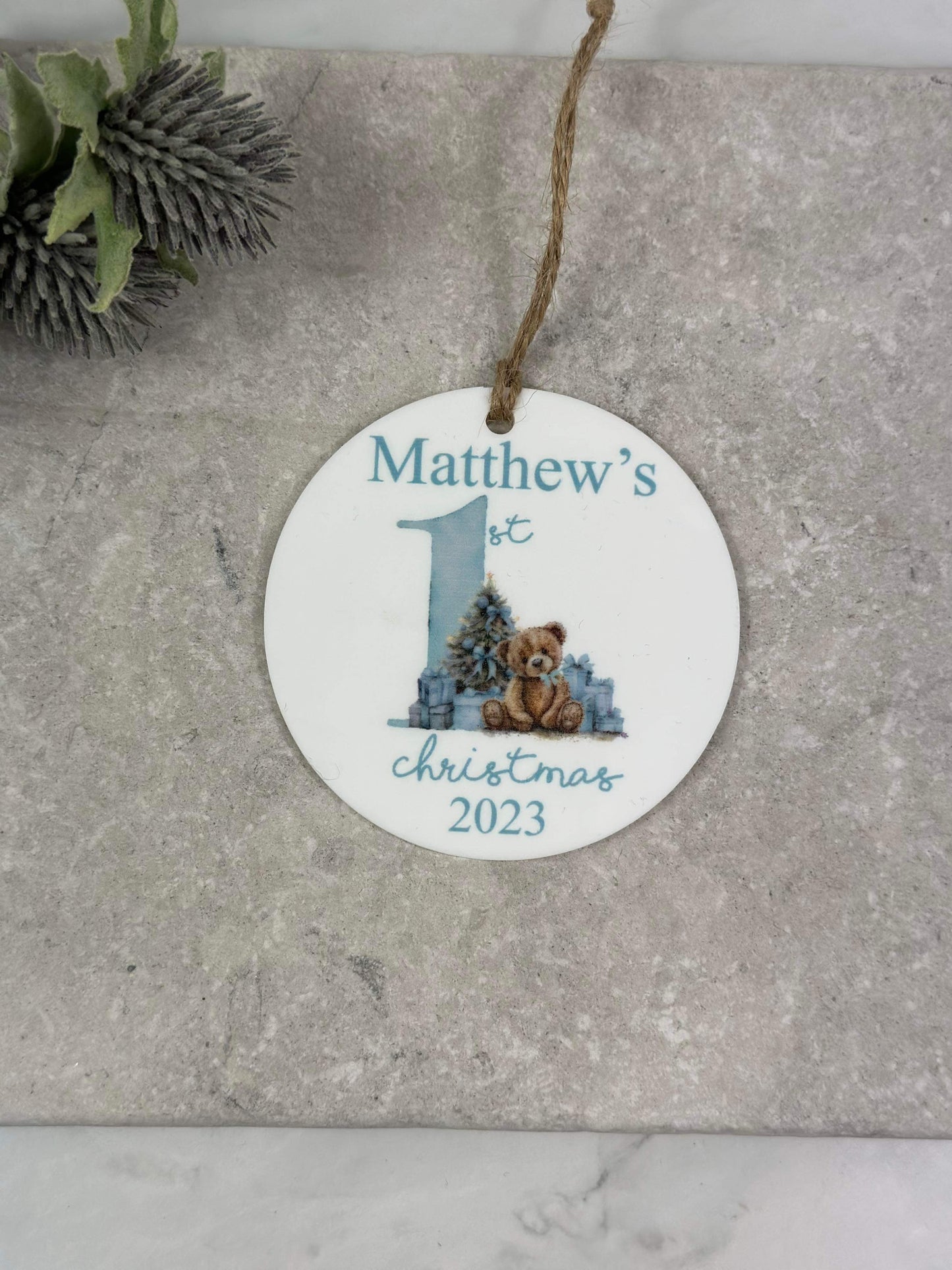 BOGOF blue first Christmas bauble