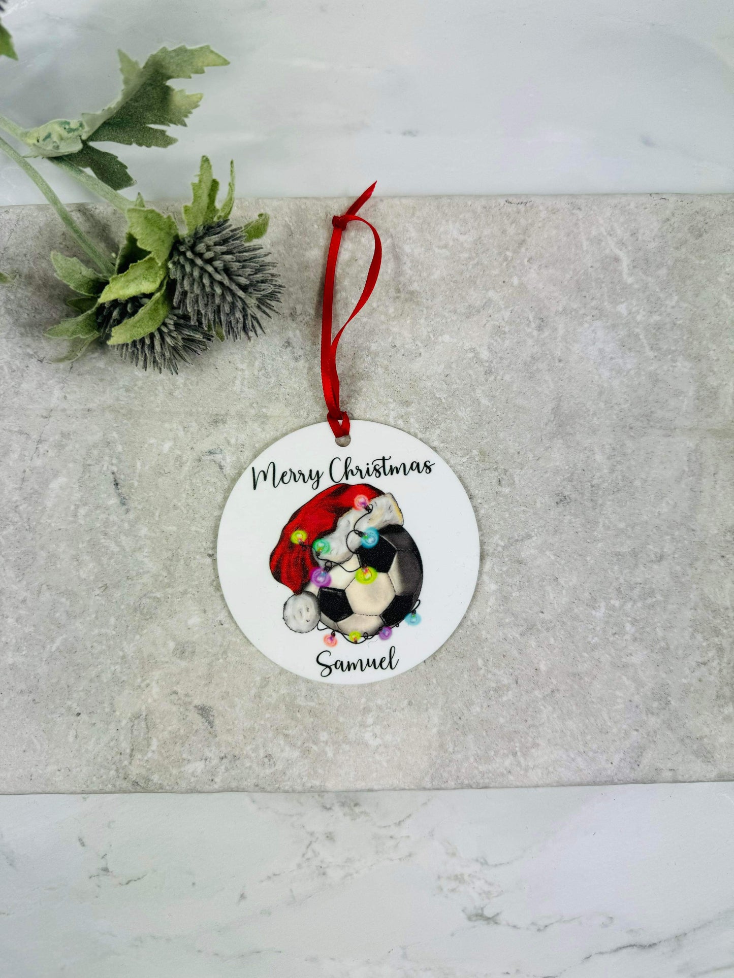 BOGOF football Christmas bauble