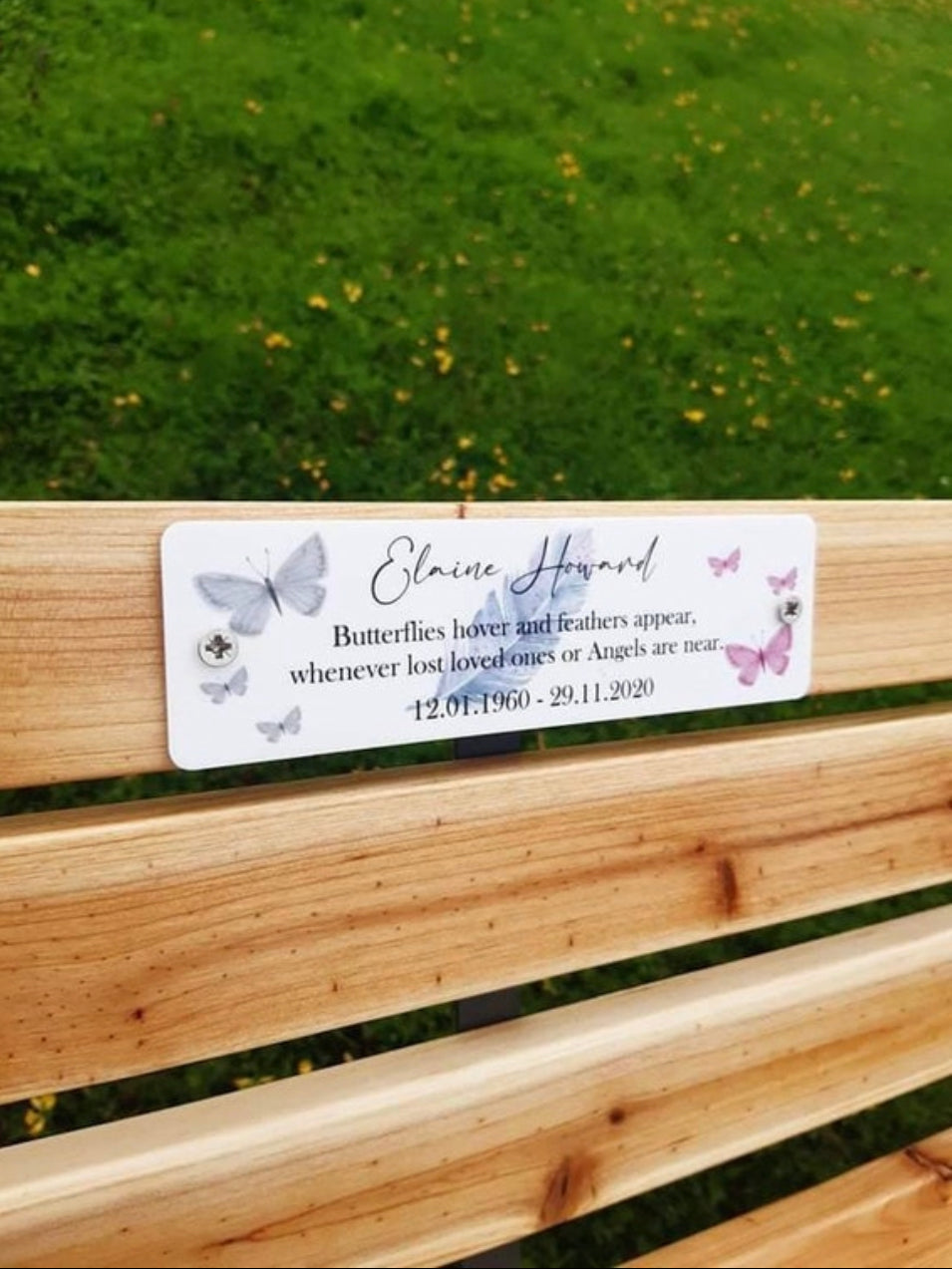 Acrylic Butterfly bench memorial plaque