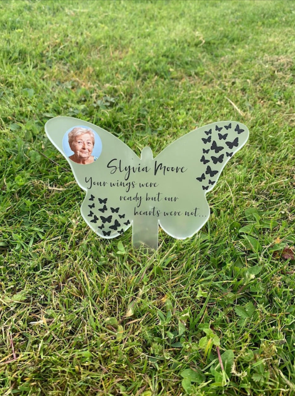 Butterfly memorial stake your wings were ready