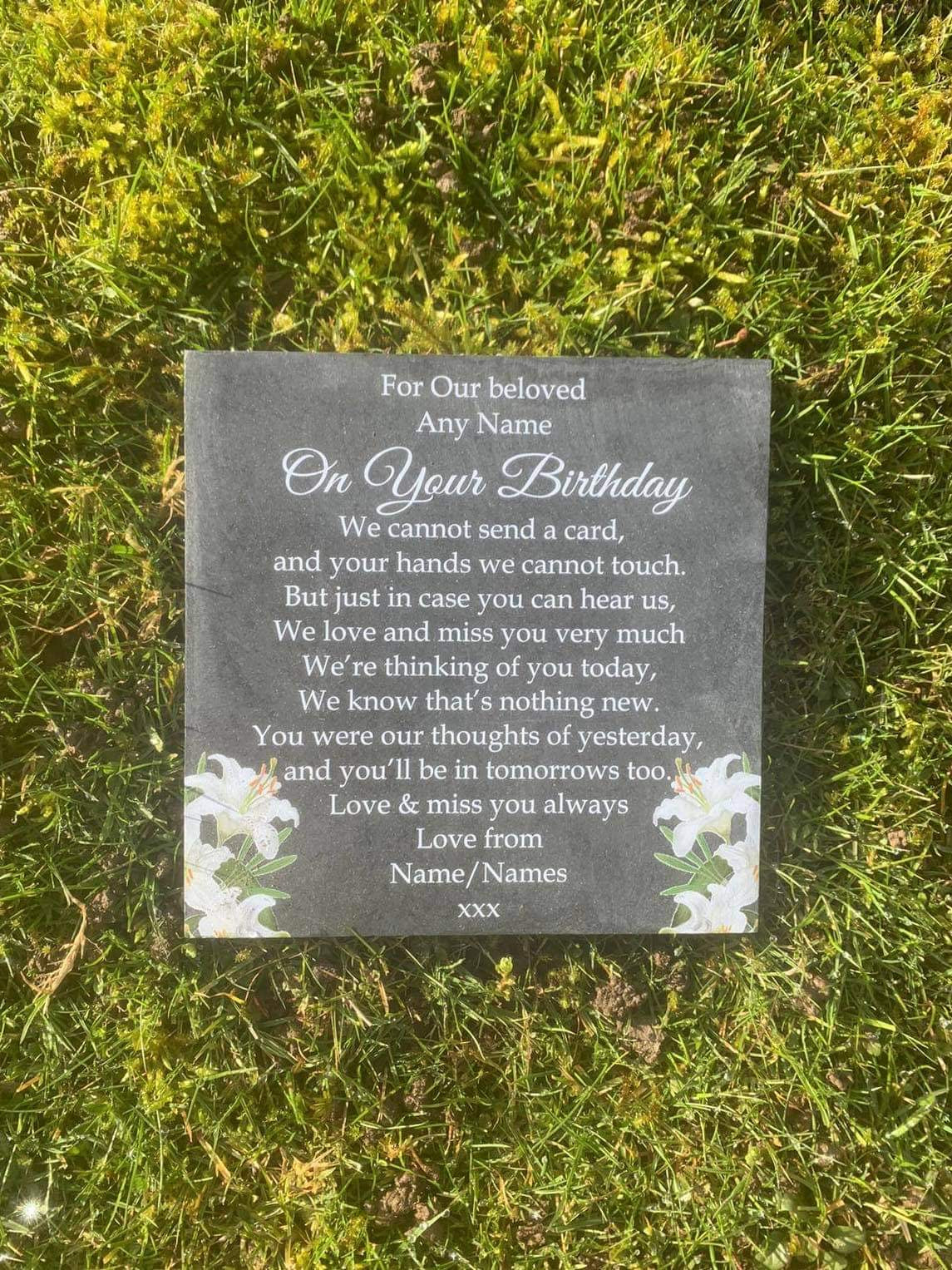 Floral Birthday memorial plaque