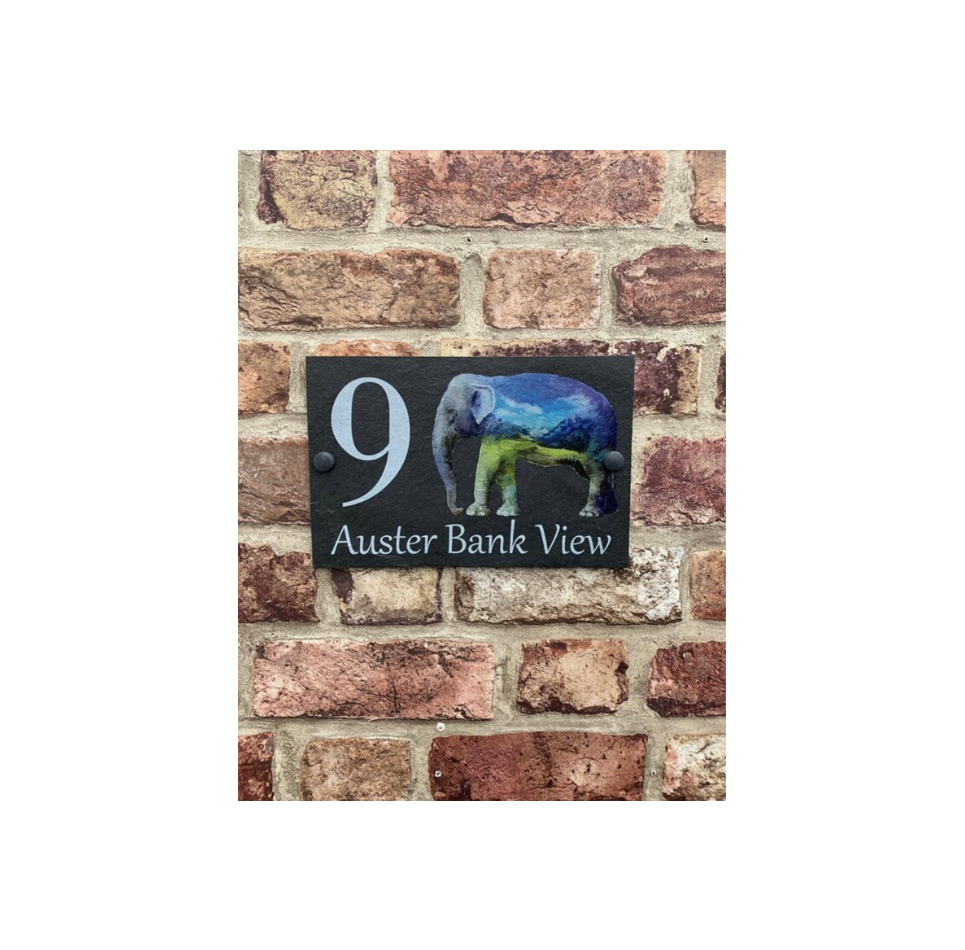 Elephant slate house sign