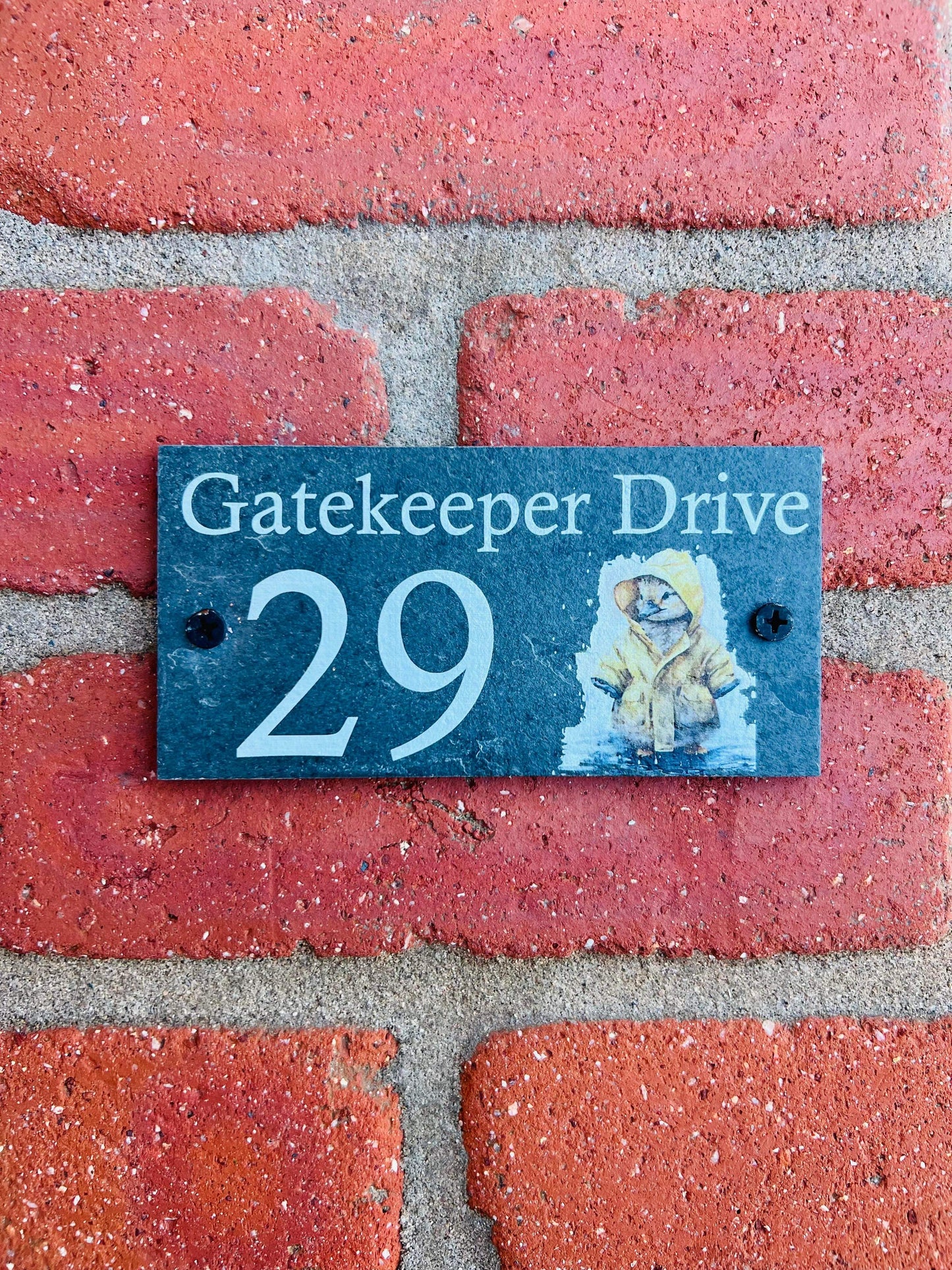 Number slate house sign duck small