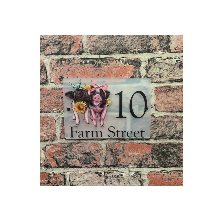 Floral pig acrylic house sign