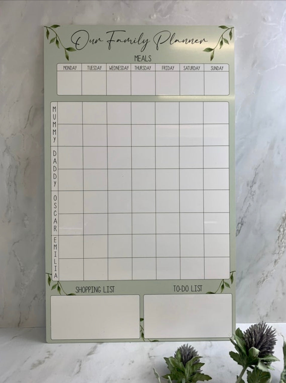 Green Family weekly planner