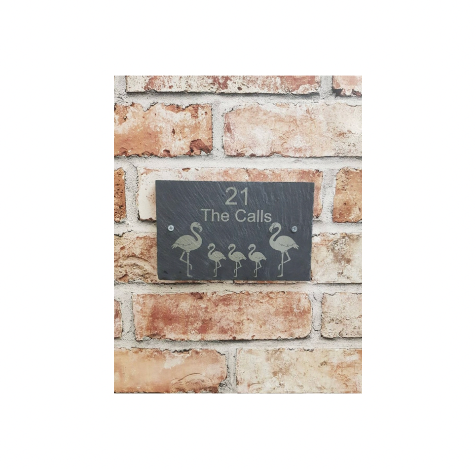 Flamingo slate house sign