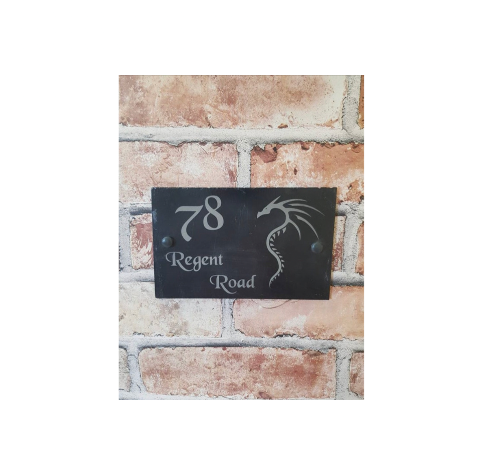 Dragon slate house sign