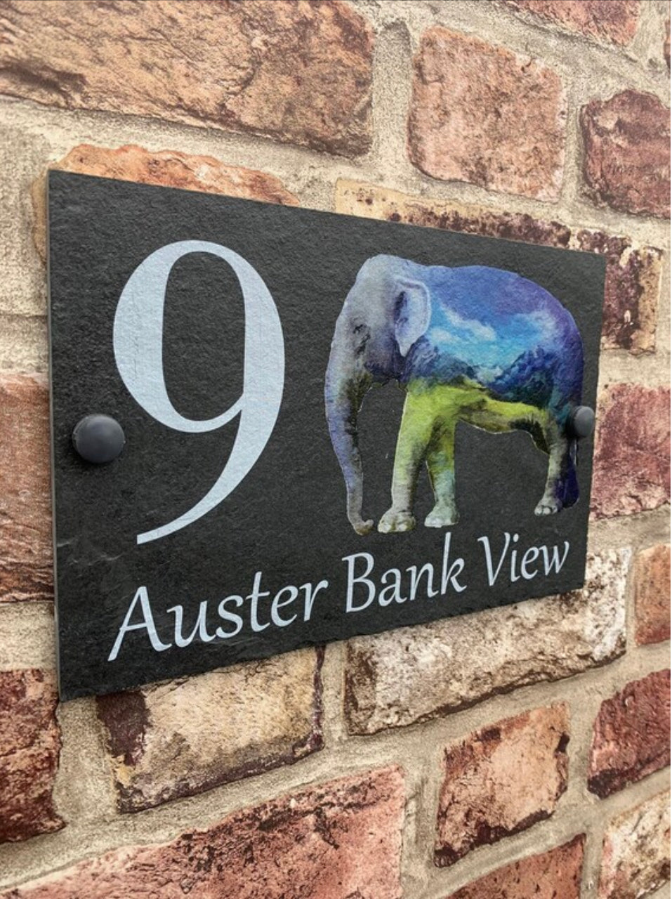 Elephant slate house sign