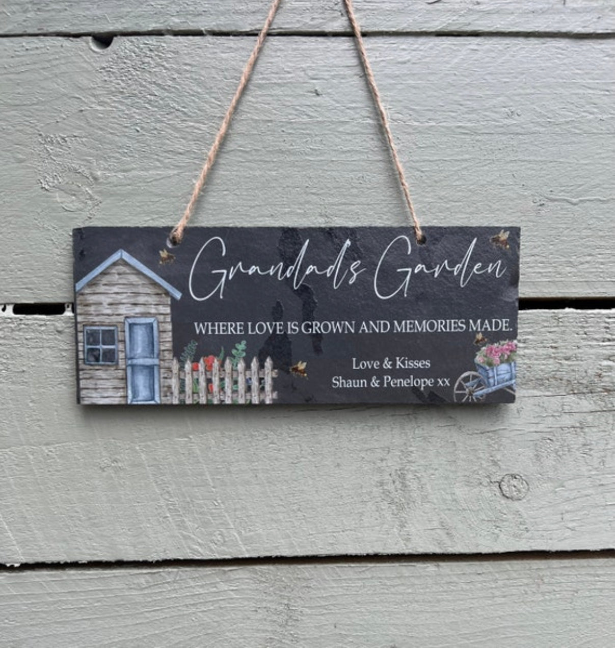 Where love is grown garden slate sign