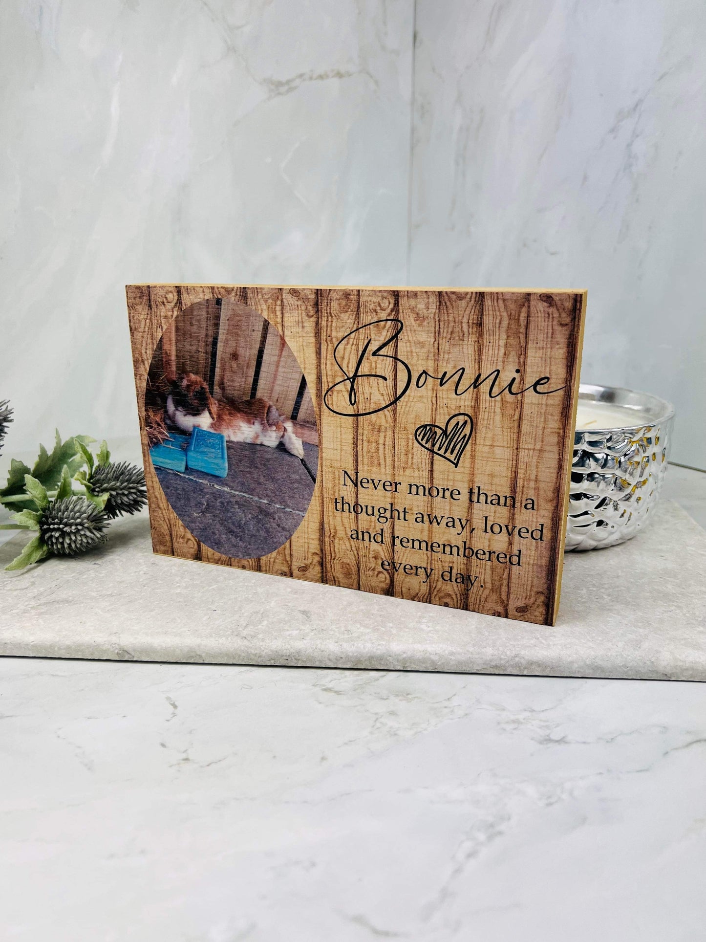 Pet memorial wooden block