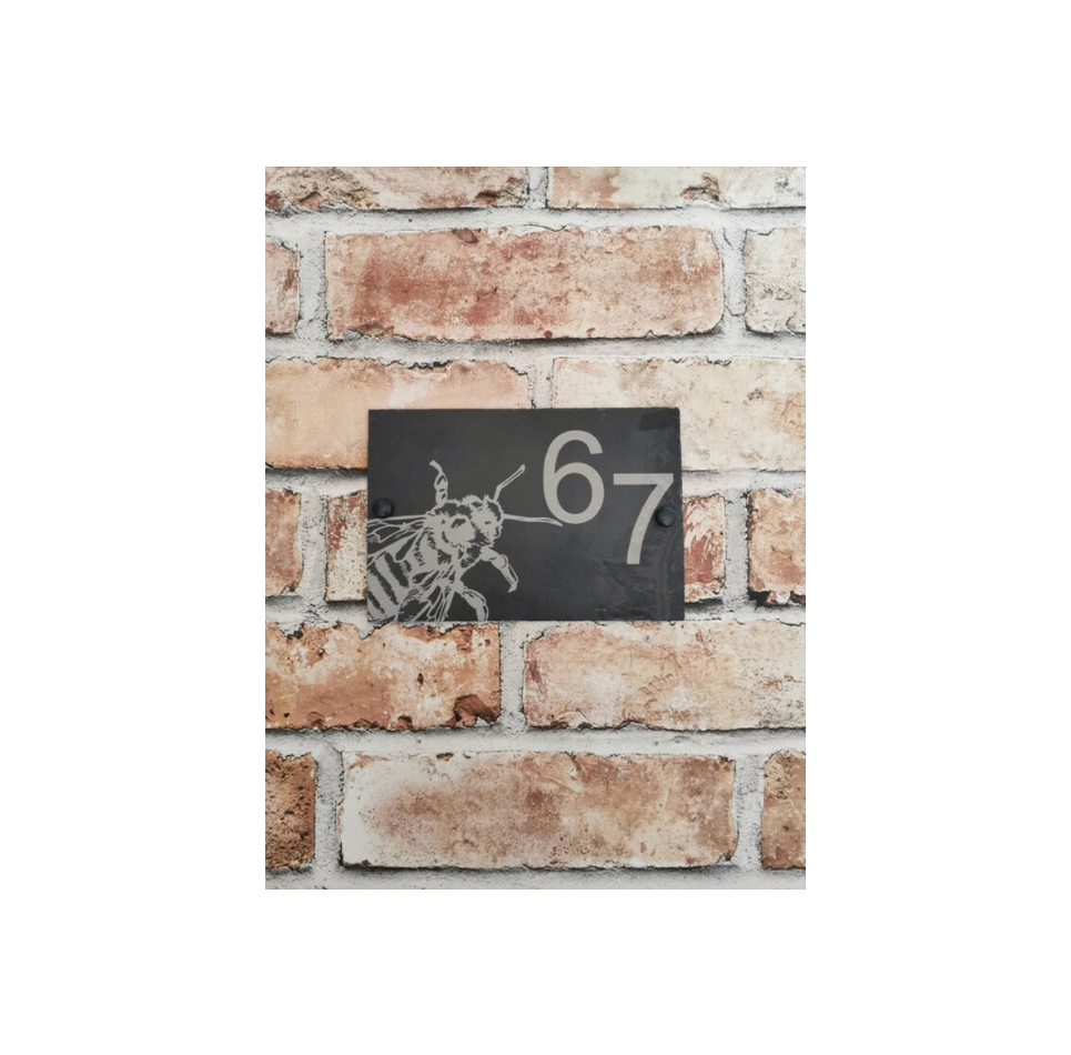 Half bee slate house sign