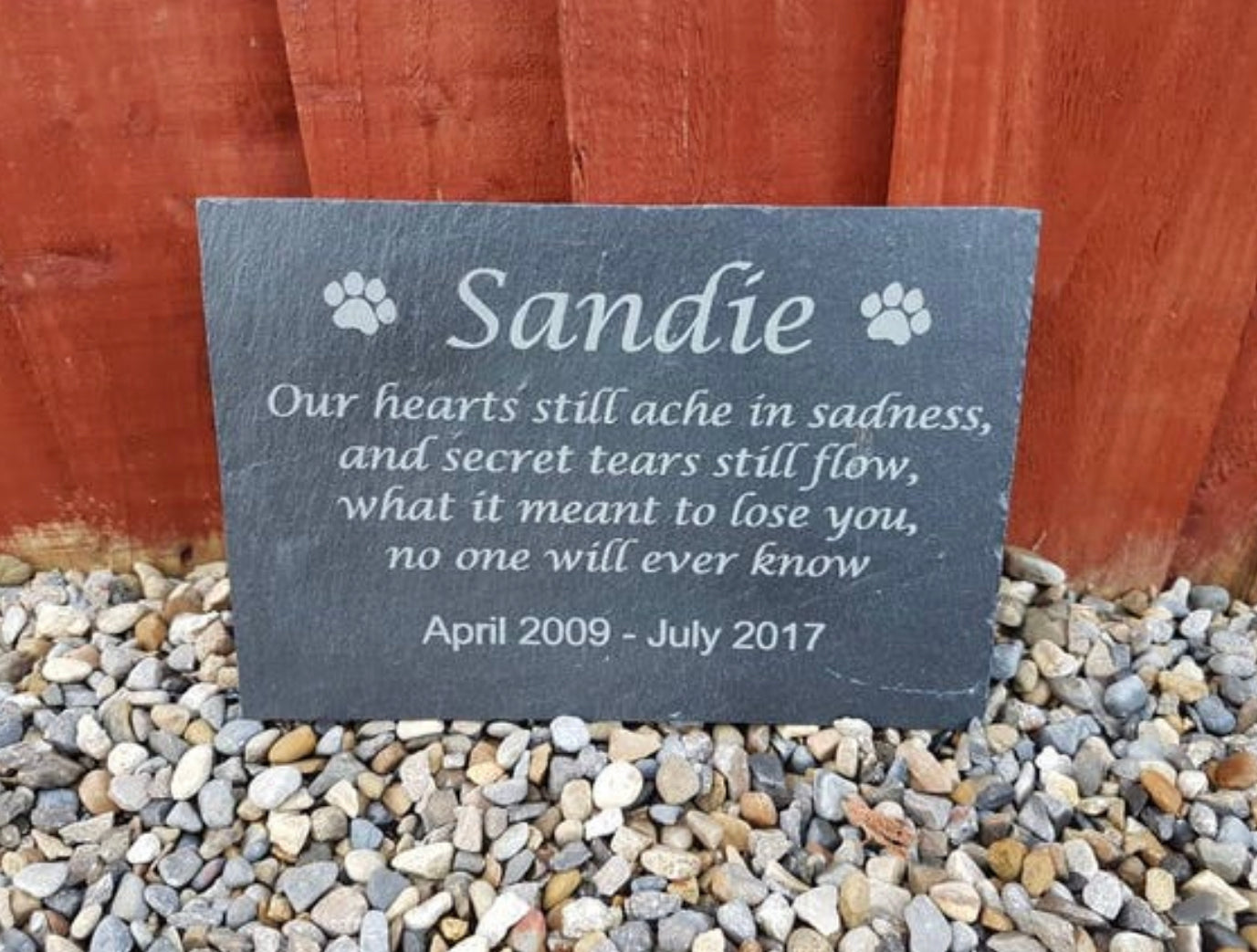 Our hearts still ache in sadness pet memorial plaque