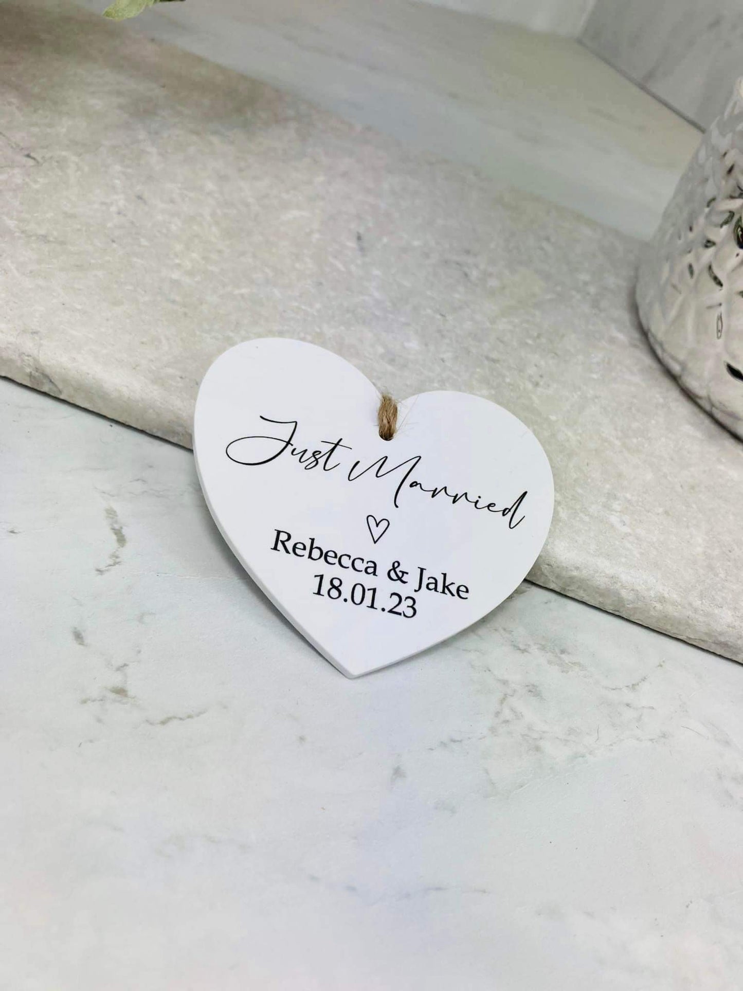 BOGOF Just married hanging heart keepsake