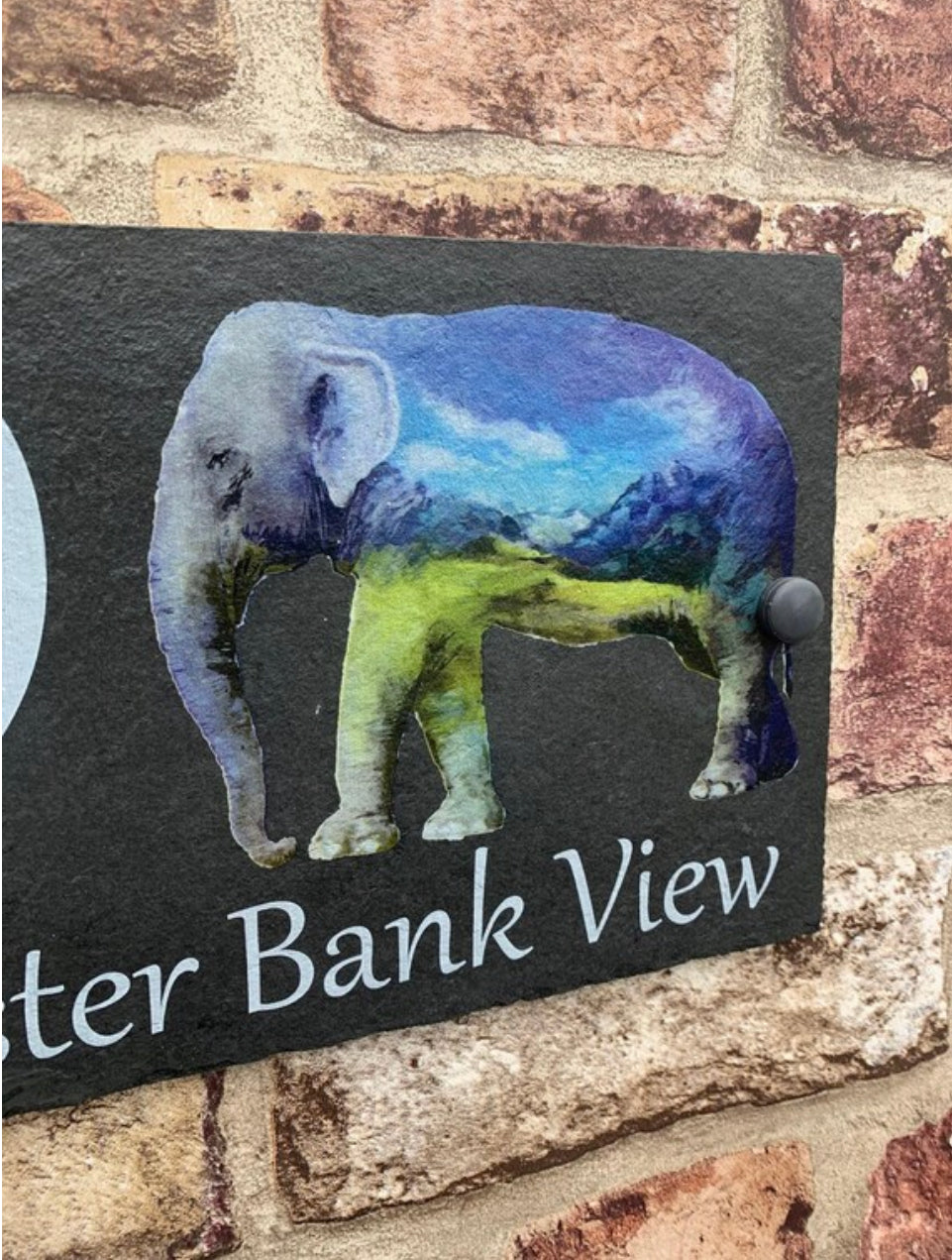 Elephant slate house sign