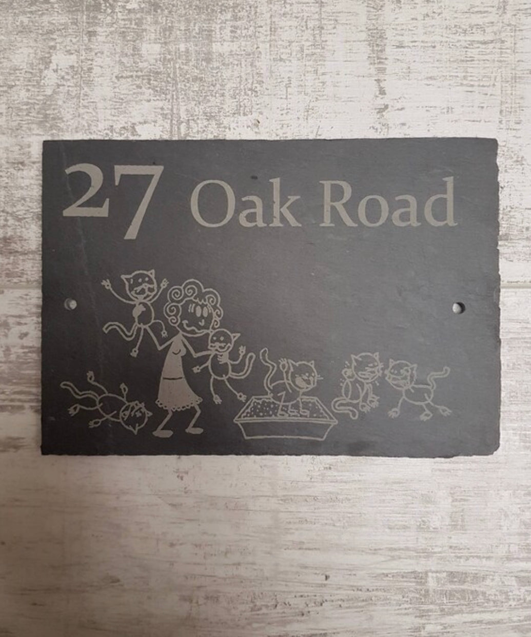 Crazy cat lady slate house sign