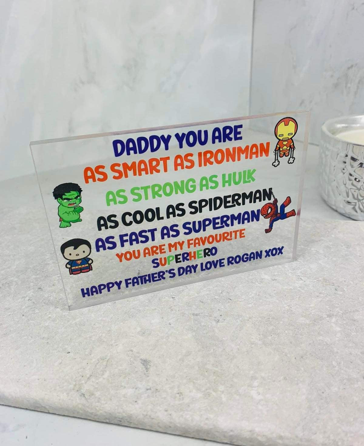 My favourite superhero acrylic block