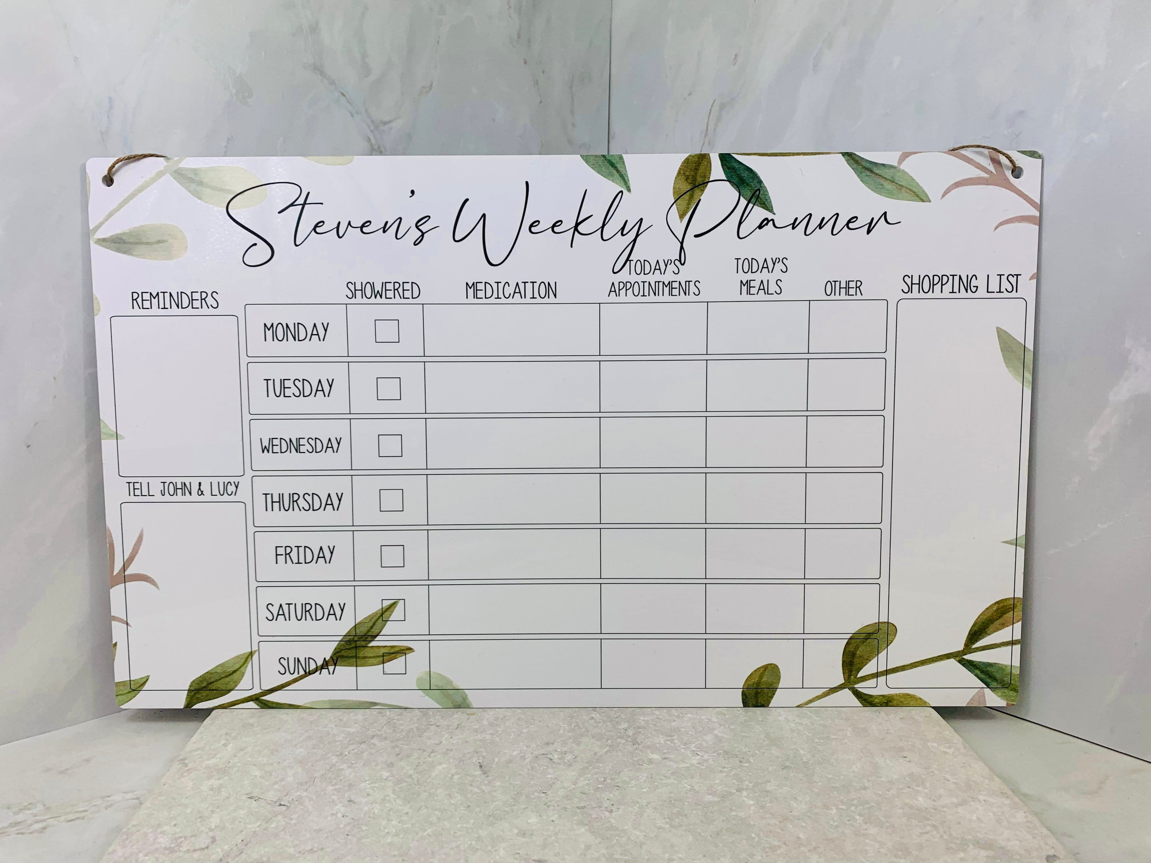 Keep your health and wellbeing organised weekly planner