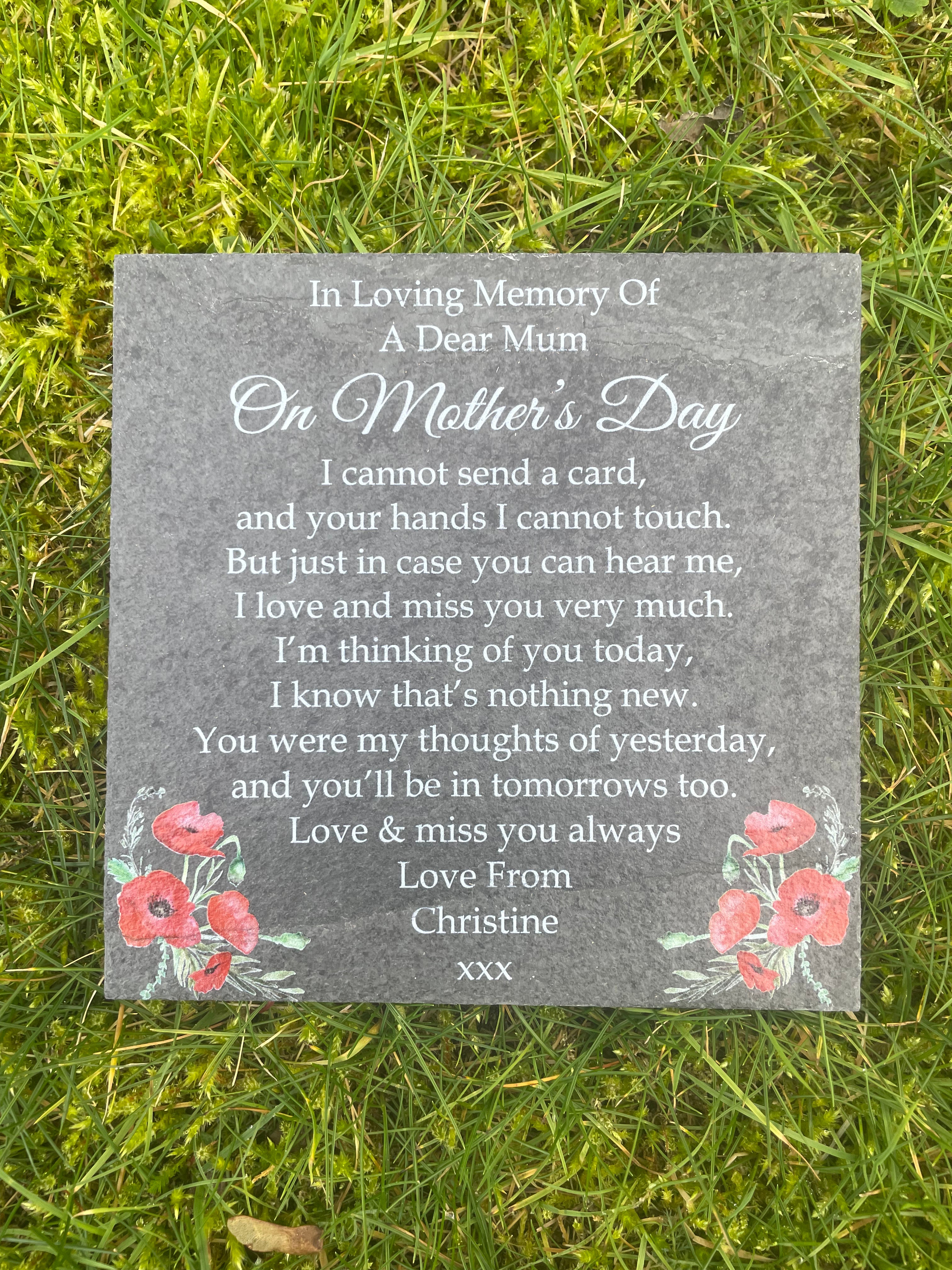 Mother’s Day memorial plaque Poppy