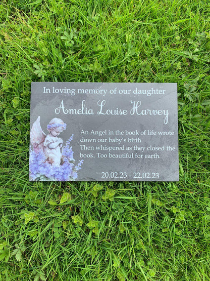An angel in the book of life memorial plaque