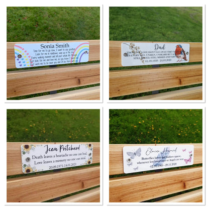 Acrylic bench picture memorial plaque - Yellow Flowers