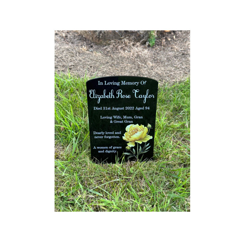 Yellow rose temporary headstone