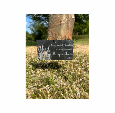 Memorial Garden slate plaque with hanging hook