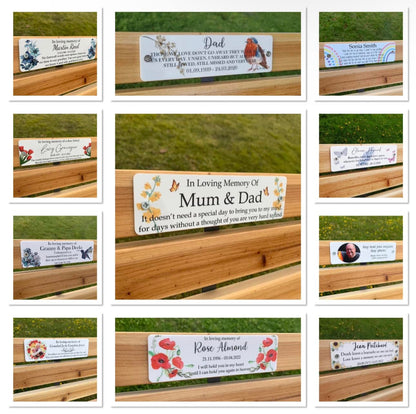 Acrylic bench picture memorial plaque - Butterflies