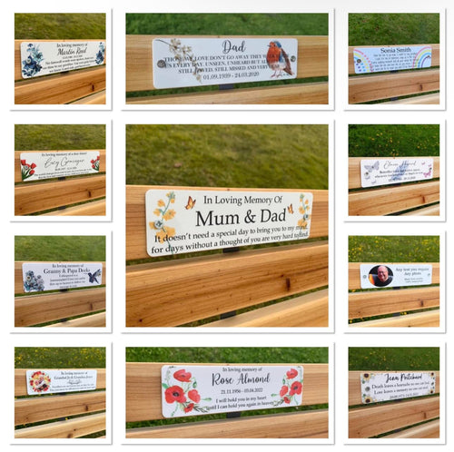 Acrylic bench picture memorial plaque - Yellow Flowers