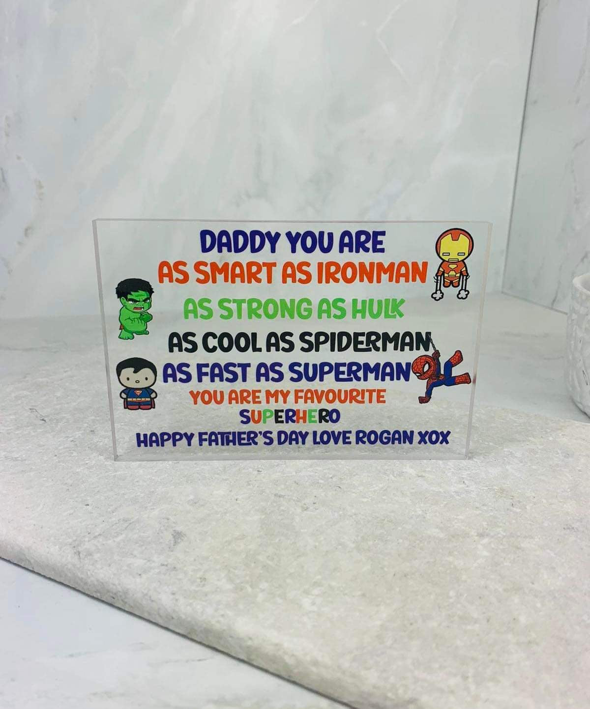 My favourite superhero acrylic block