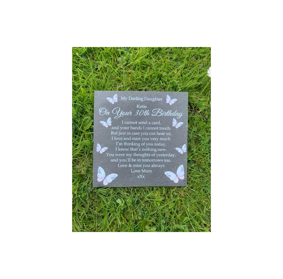 Butterfly Birthday memorial plaque