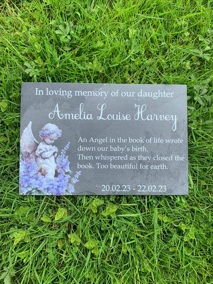 An angel in the book of life memorial plaque