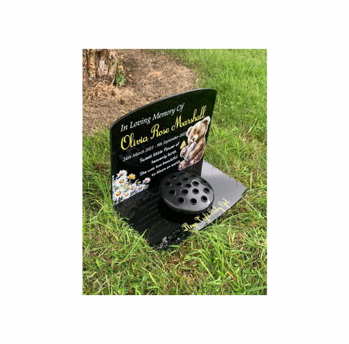 Floral teddy temporary headstone with Base