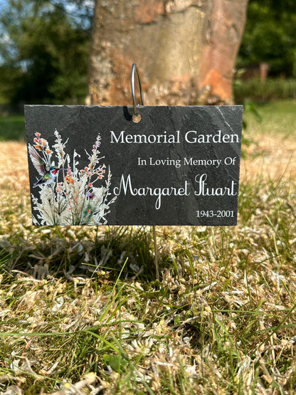 Memorial Garden slate plaque with hanging hook