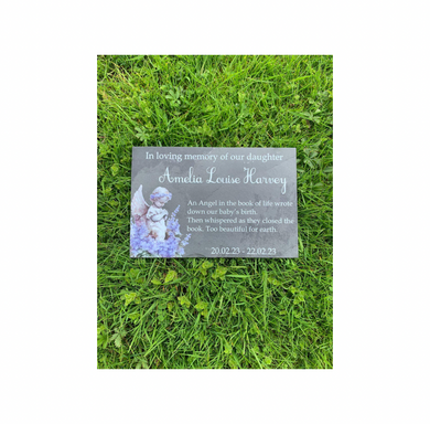 An angel in the book of life memorial plaque