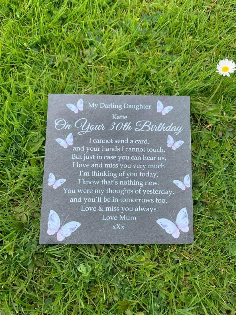 Butterfly Birthday memorial plaque