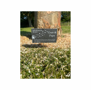 Dandelion Memorial Garden slate plaque with hanging hook