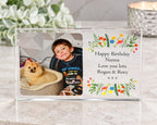 Birthday floral border acrylic block