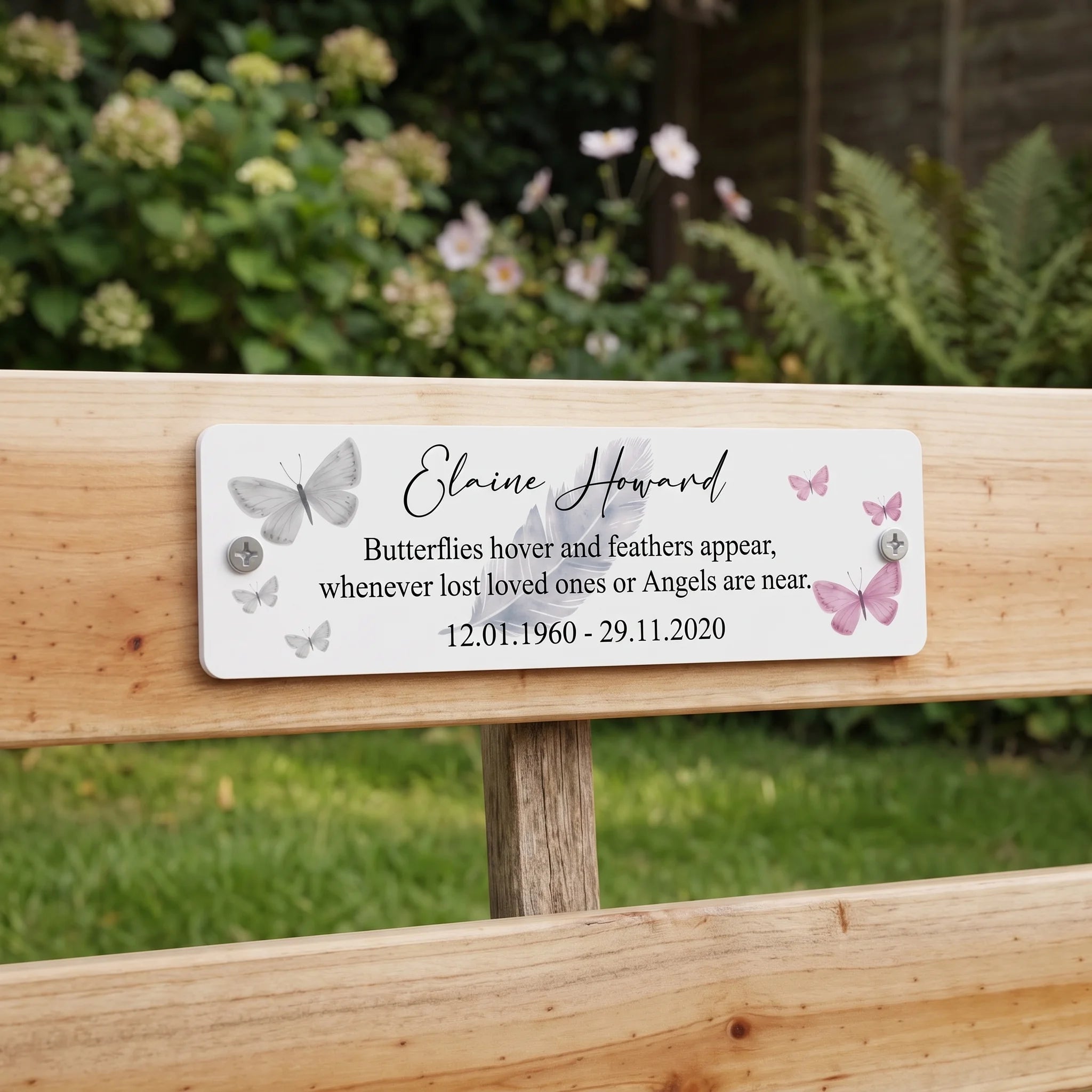 Acrylic Butterfly bench memorial plaque