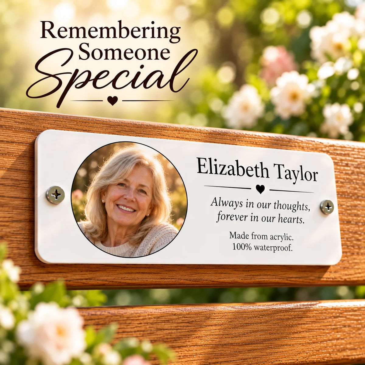 Acrylic Design your own bench memorial plaque