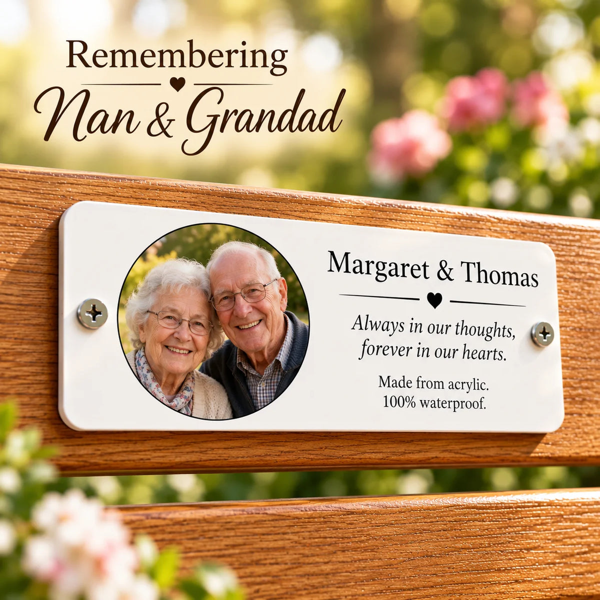 Acrylic Design your own bench memorial plaque