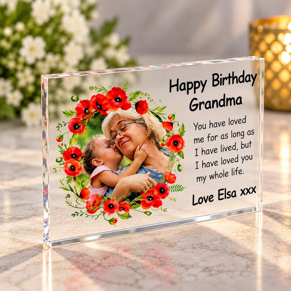 Birthday wreath acrylic block