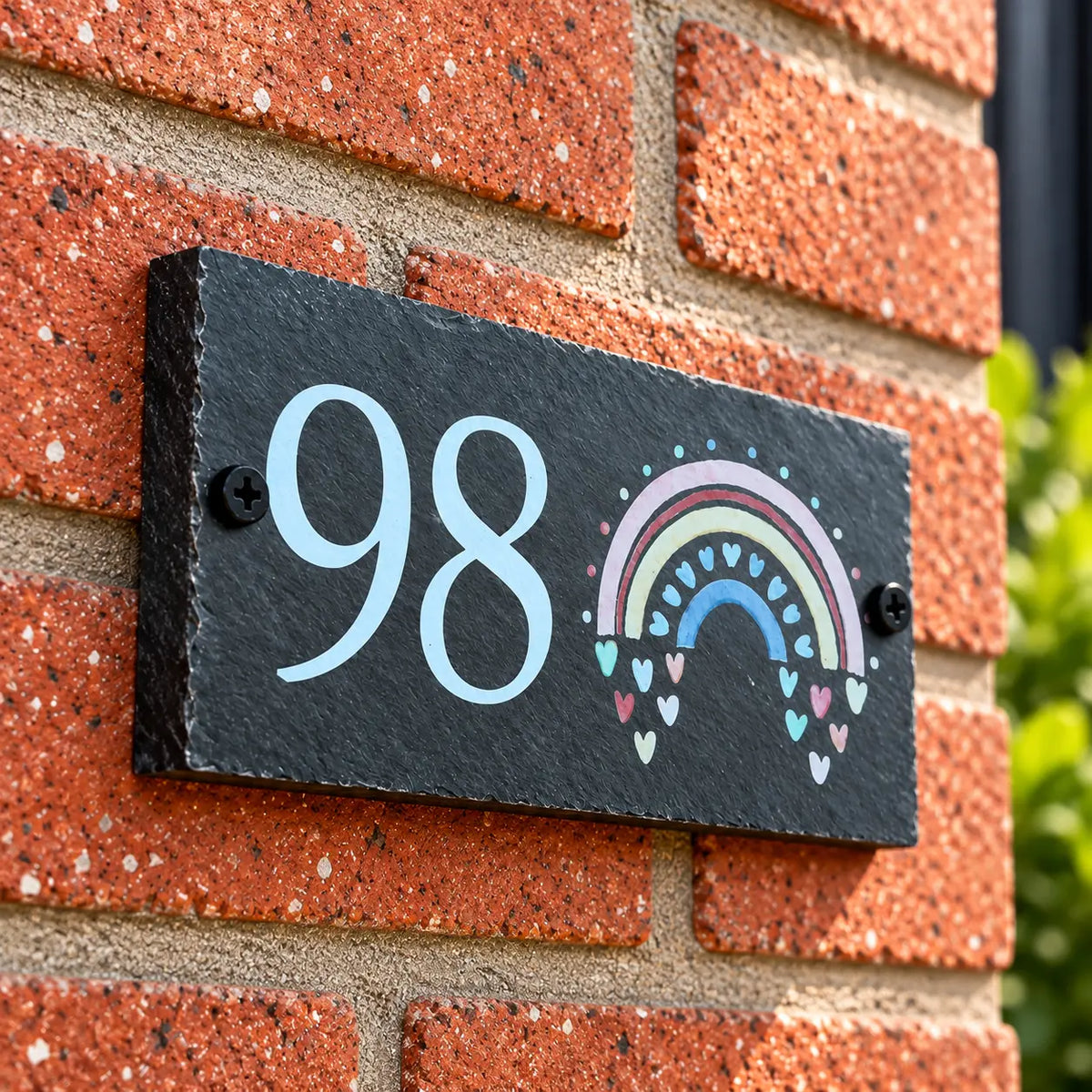 Number slate house sign rainbow small