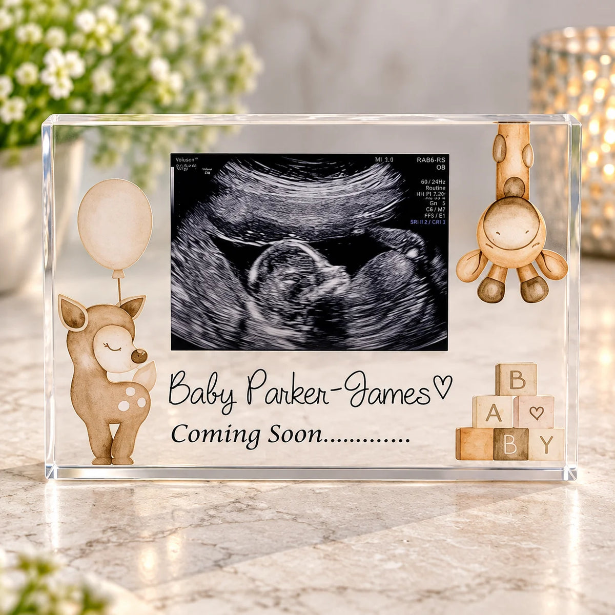 Baby scan acrylic block