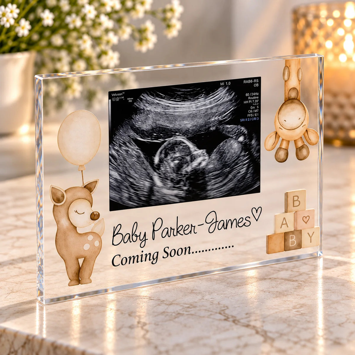 Baby scan acrylic block