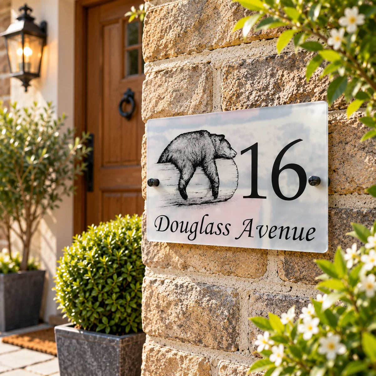 Bear acrylic house sign